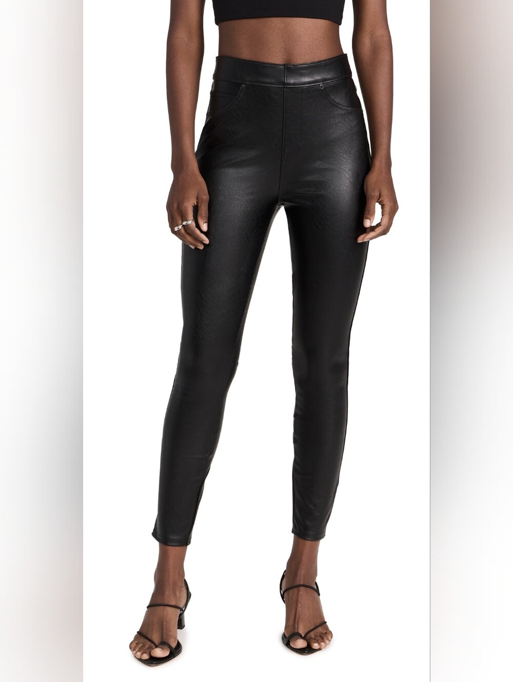 2 SPANX Faux Leather Like Ankle Skinny Pants Med New